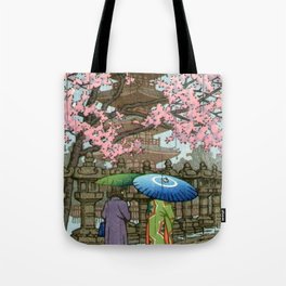 Spring Rain in Ueno Park Hasui Kawase Tote Bag