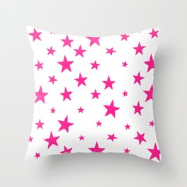 Hand-Drawn Stars (Dark Pink & White Pattern) Throw Pillow