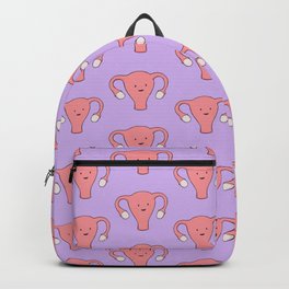 Patterned Happy Uterus in Purple Backpack | Woman, Puberty, Obgyn, Giftsfordoctor, Menstruation, Humananatomy, Feminist, Ovary, Womb, Hysterectomy 