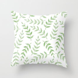 Green Leaves classic foliage pattern Throw Pillow