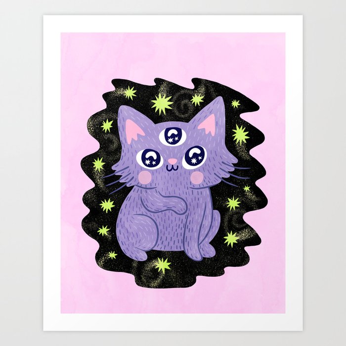 Third Eye Galaxy Cat Art Print