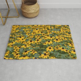 Field of Brown Eyed Susans Rug | Compression, Abstract, Patterns, Field, Susan, Yellow, Detail, Brown, Flowers, Summer 