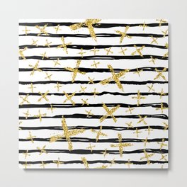 Pattern with brush stripes and gold glitter cross Metal Print | Stripe, Glitter, Cloth, Modern, Wallpaper, Art, Fashion, Catwalk, Pattern, Black 