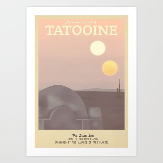 Retro Travel Poster Series - Star Wars - Tatooine Art Print
