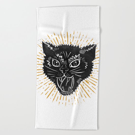 kitty attack Beach Towel