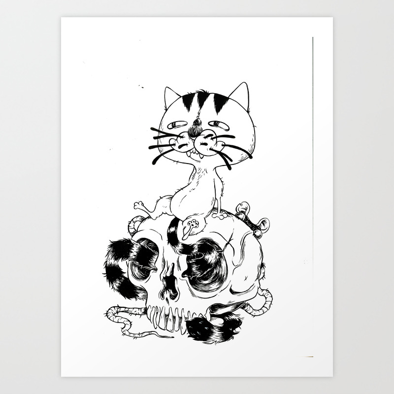 Long Tailed Creepy Cat And Sneaky Rat Art Print By Melissajarvis Society6,Bouquet Of Flowers Drawing Png