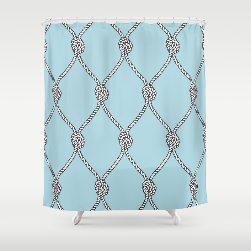 Rope Knots Print Light Blue Shower Curtain By Huntleigh Society6