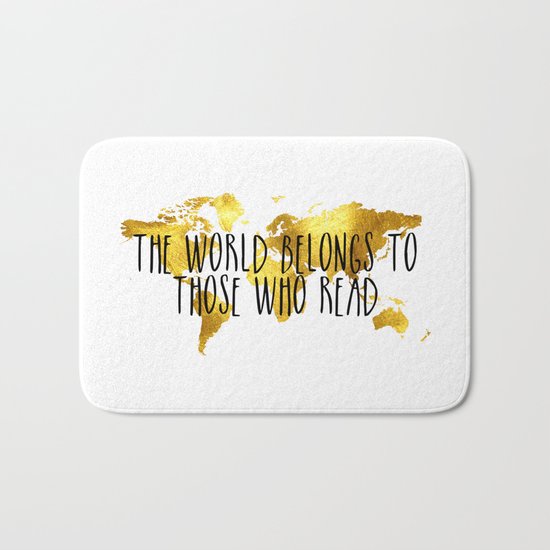 The World Belongs to those Who Read - Gold Bath Mat