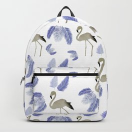 Flamingo on the Go ! Blue leaves pattern Backpack