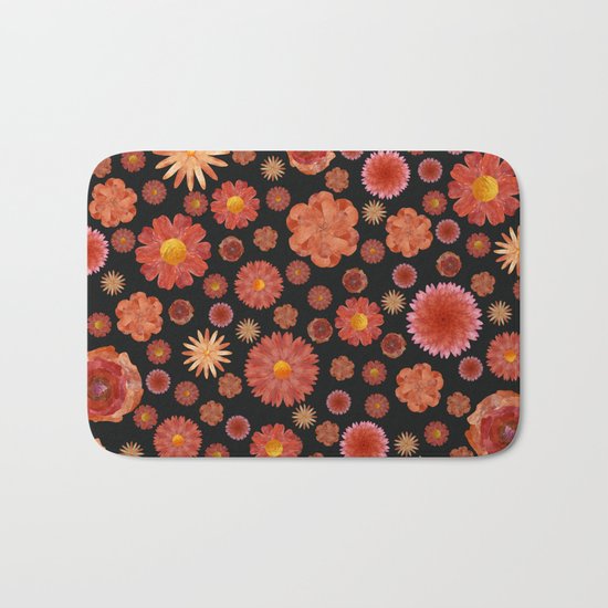 Flowers Explosion at Night Bath Mat