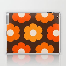 Such Cute Flowers Retro Floral Pattern in 70s Brown Orange Laptop Skin