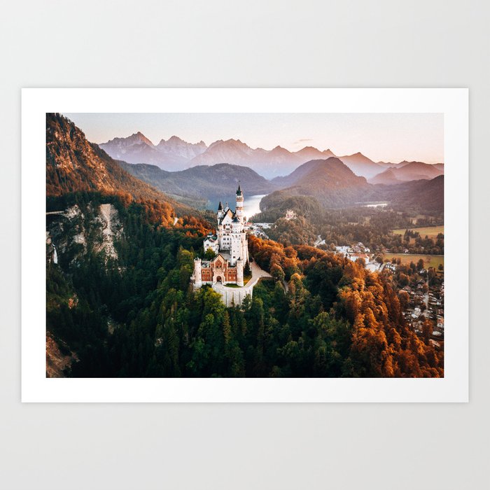 Architecture Neuschwanstein Castle Swangau Bavaria Germany. Fairytale  Art Print