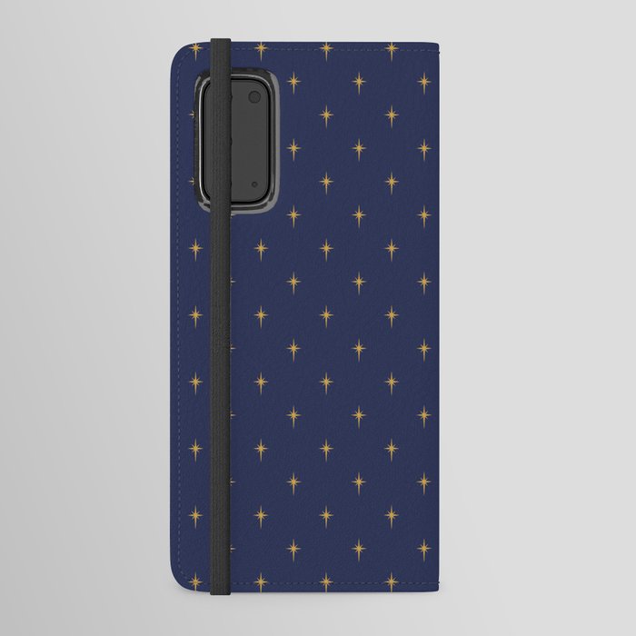 Small Christmas Faux Gold Foil Star in Midnight Blue Android Wallet Case