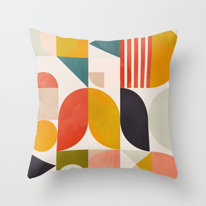 mid century geometry abstract shapes bauhaus Throw Pillow