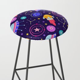 Brightly Colored Outer Space Pattern Bar Stool