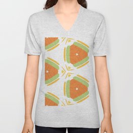 Triangles Citrus Pattern - ochre and chartreuse V Neck T Shirt