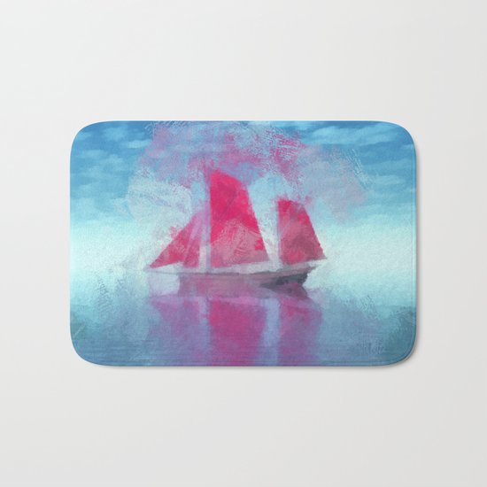 Red sailboat Bath Mat