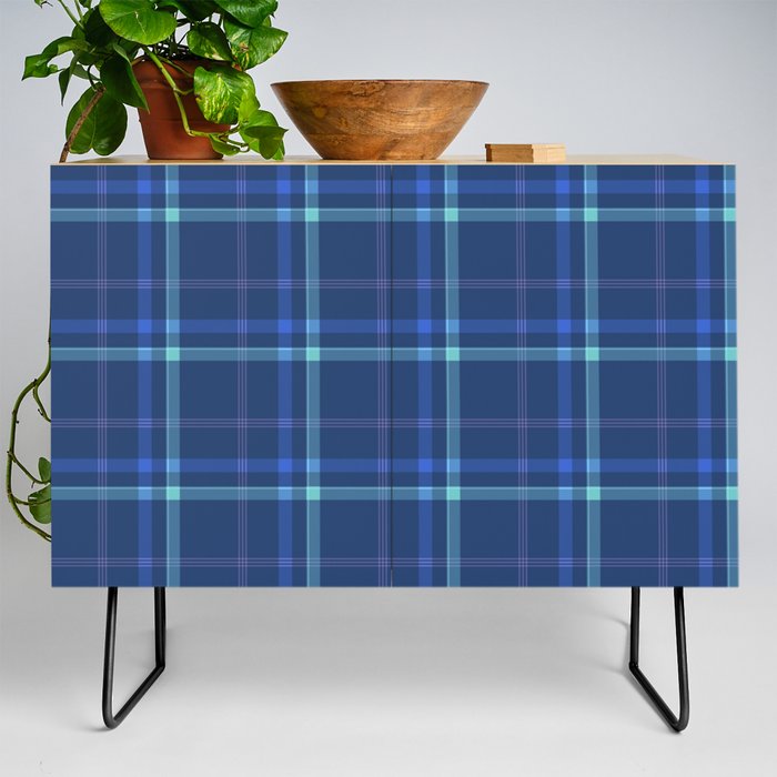 Blue sky Tartan checkered Credenza