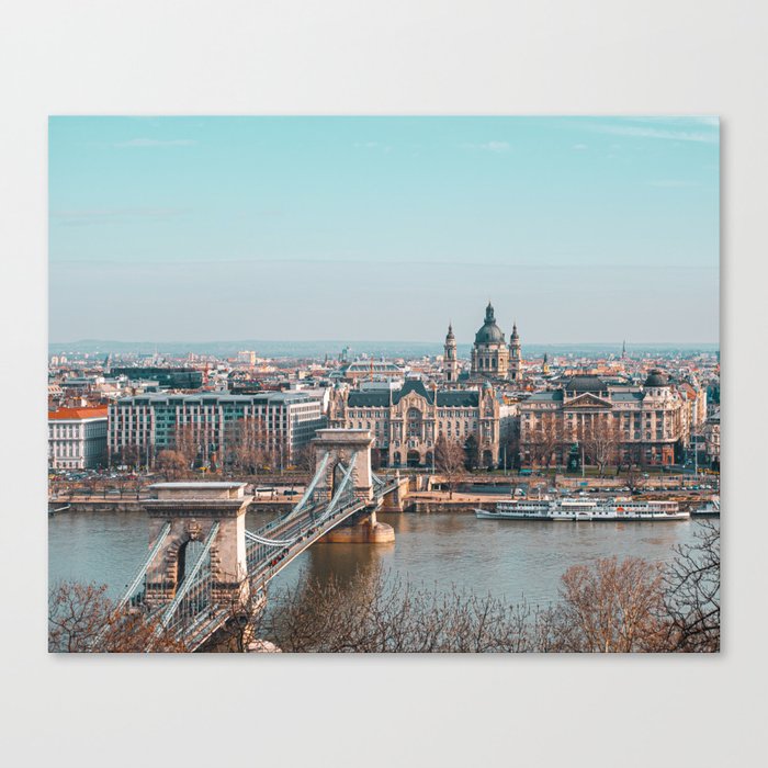 Budapest City Chain Bridge Canvas Print