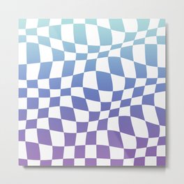 Warped Checkered Ombre Pattern (blue/purple) Metal Print