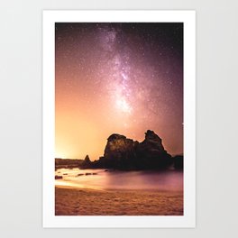 Milky Way Stars Beach Sea Coast Art Print