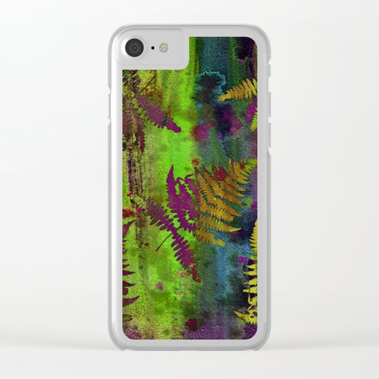 Colorful Fern Leaves Clear iPhone Case