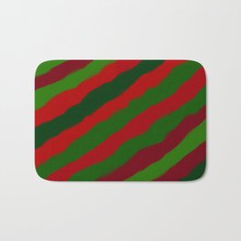 Red and Green Christmas Wrapping Paper Bath Mat | Red, Graphicdesign, Gift, Scarlet, Pattern, Emerald, Forestgreen, Acrylic, Greenandred, Stripes 