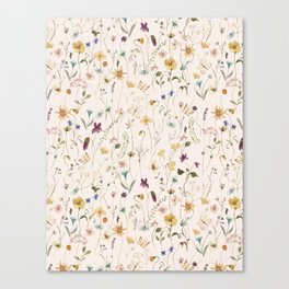 Scandinavian Blush Midsummer Dried Wildflower Watercolor Meadow 8 Canvas Print