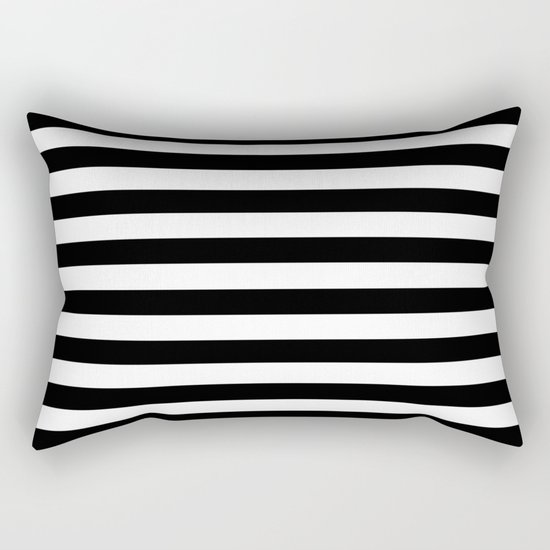 Horizontal Stripes (Black/White) Rectangular Pillow