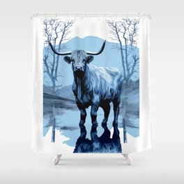 Highland Beauty: Highland Cow in the Scottish Highlands Graphic Art Shower Curtain