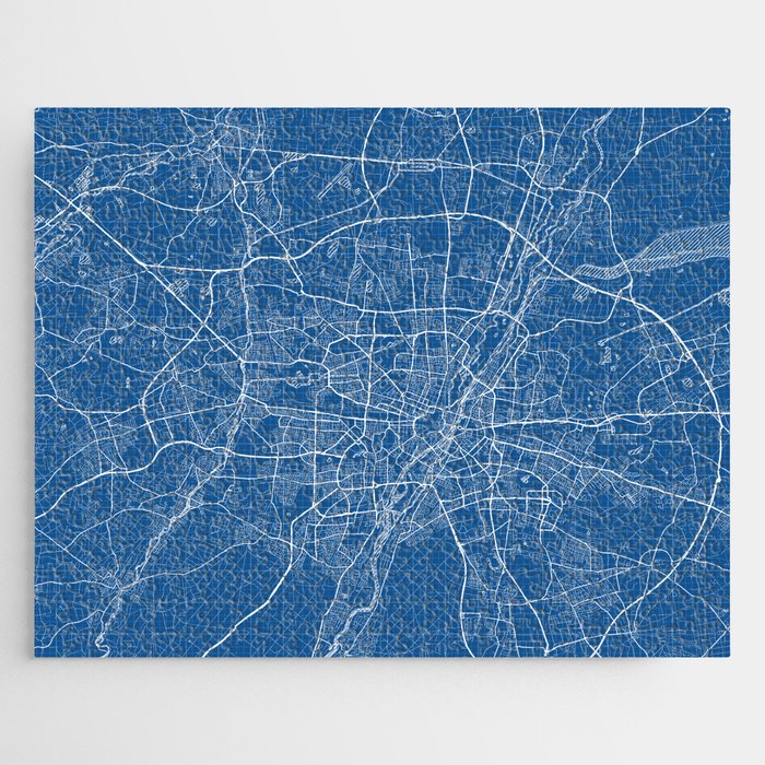 Munich City Map of Bavaria, Germany - Blueprint Jigsaw Puzzle