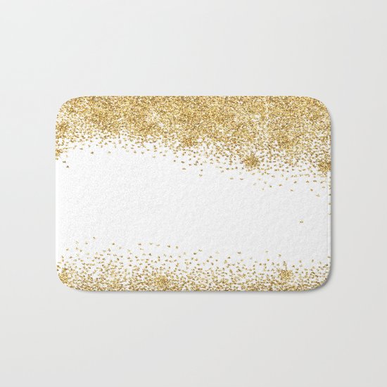 Sparkling golden glitter confetti effect II #Society6 Bath Mat
