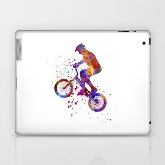 Watercolor bmx rider Laptop & iPad Skin
