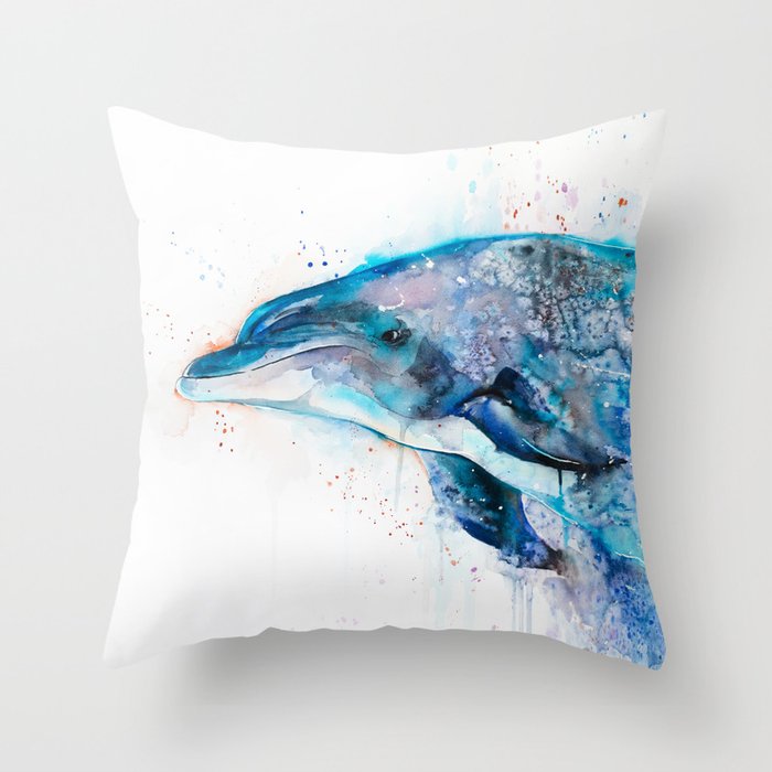 16x16 Multicolor Funny Dolphin Outfits Quote Prefer People Dolphin Throw Pillow