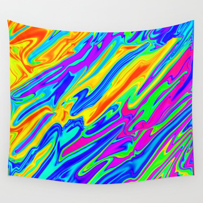 Colorful Liquid Fluid Rainbow Abstract Pattern Wall Tapestry