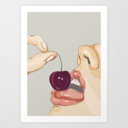 Sexy red lips cherry Art Print