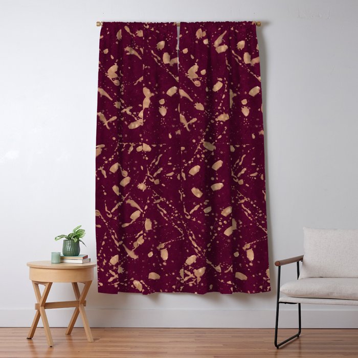 Burgundy Rose Gold Splatter Blackout Curtain By Christyne Society6