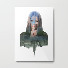Silence In The City - One Metal Print | Pop Surrealism, Collage, Digital, People 