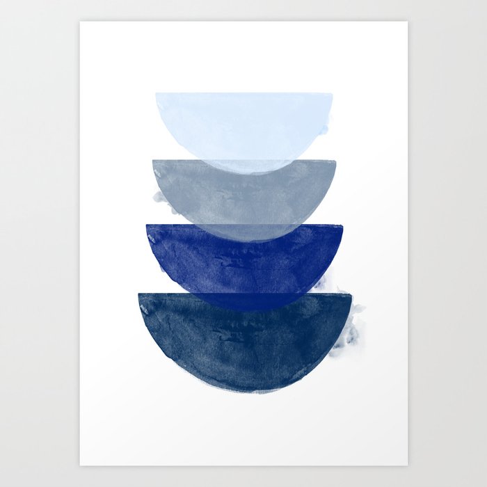 Contemporary Blue And White Abstract Watercolor Art Print By