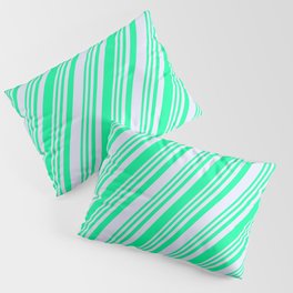 [ Thumbnail: Green & Lavender Colored Striped Pattern Pillow Sham ]