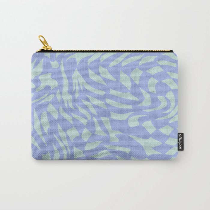 Blue swirl groovy checker Carry-All Pouch