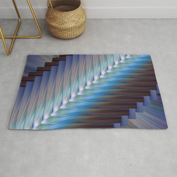 Feathered Blue Diagonal Rug