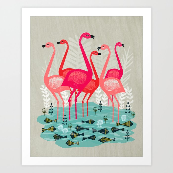 Flamingos by Andrea Lauren Art Print by Andrea Lauren Design | Society6