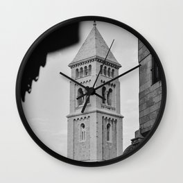 A small tower in the old city of Jerusalem, Israel | Black and white photography | Fine art print Wall Clock