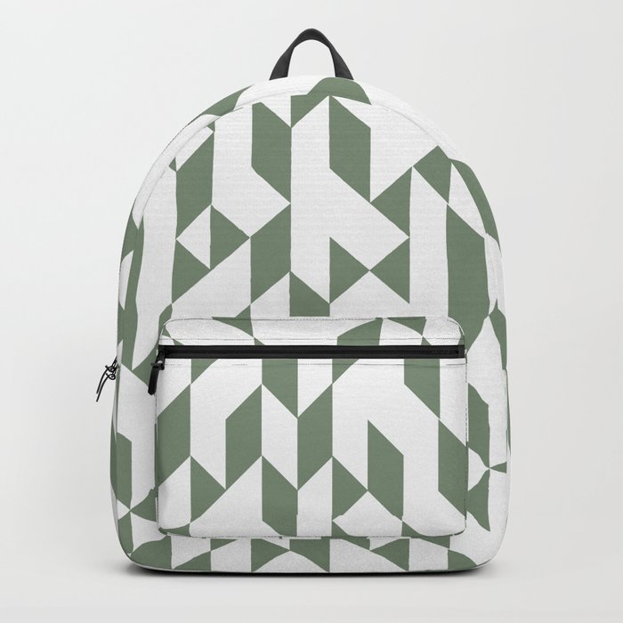 Abstract Geometric Green and White Backpack