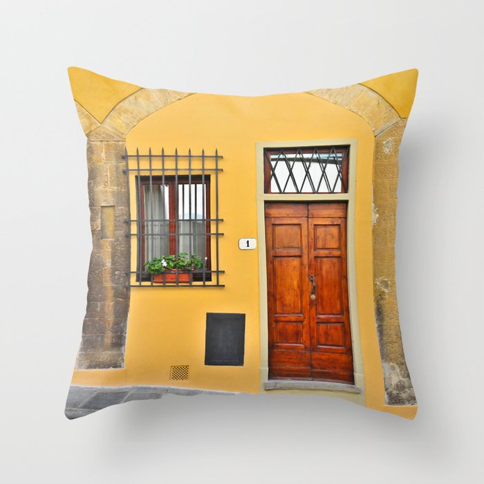 Italian Doorway House Number 1 Throw Pillow By Lieslmarelli