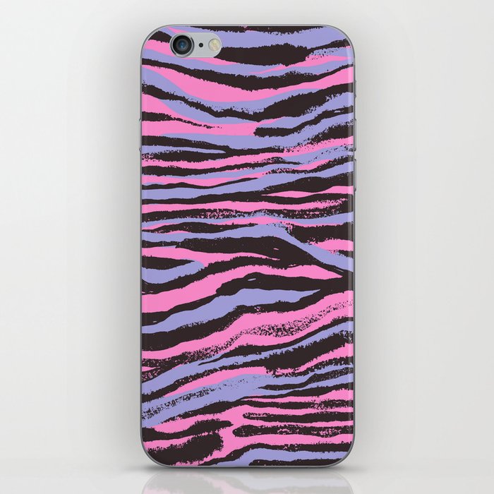 Colorful Animal Print Stripes / Waves (Chocolate Brown + Lilac + Candy Hot Pink) iPhone Skin