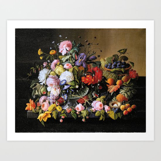 Vintage Varnish- Flowers&Fruit Art Print