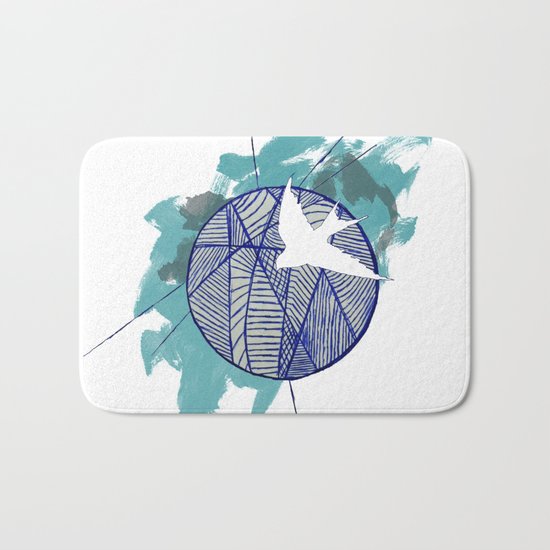 Blue Doodle Bath Mat