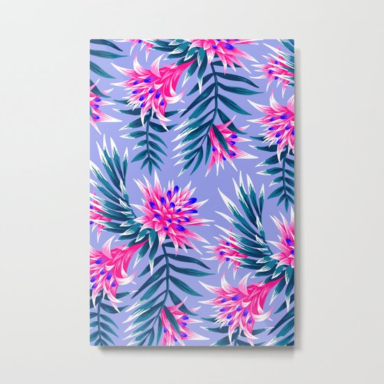 Aechmea Fasciata - Light Blue / Pink Metal Print